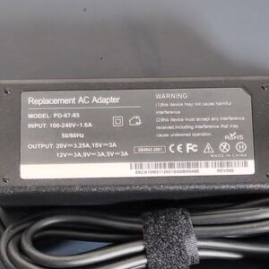65W USB-C Laptop Charger Replacement AC Adapter PD-67-65 Black
